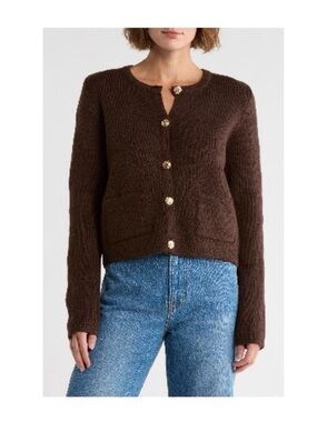 French Connection Chocolate Brown Button-Front Cardigan